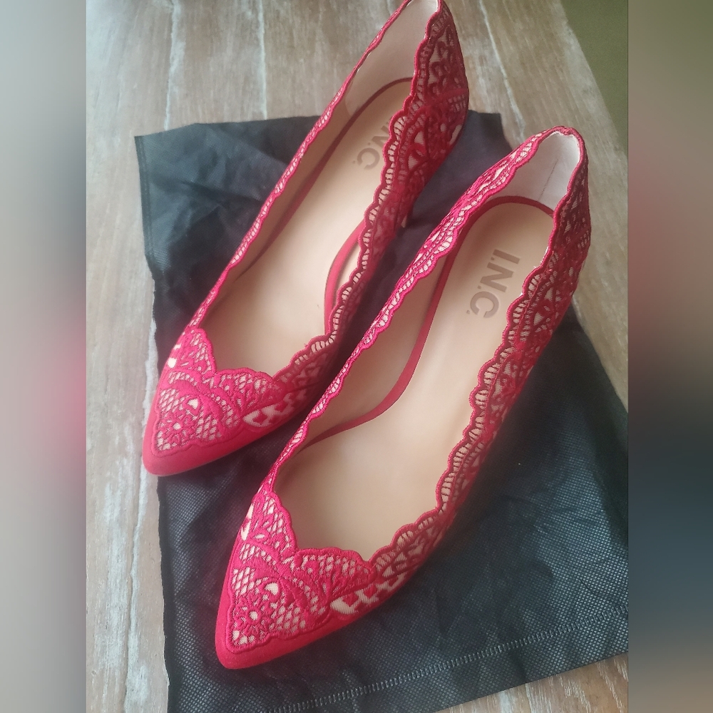 INC International Concepts Women's RED Lace Heels